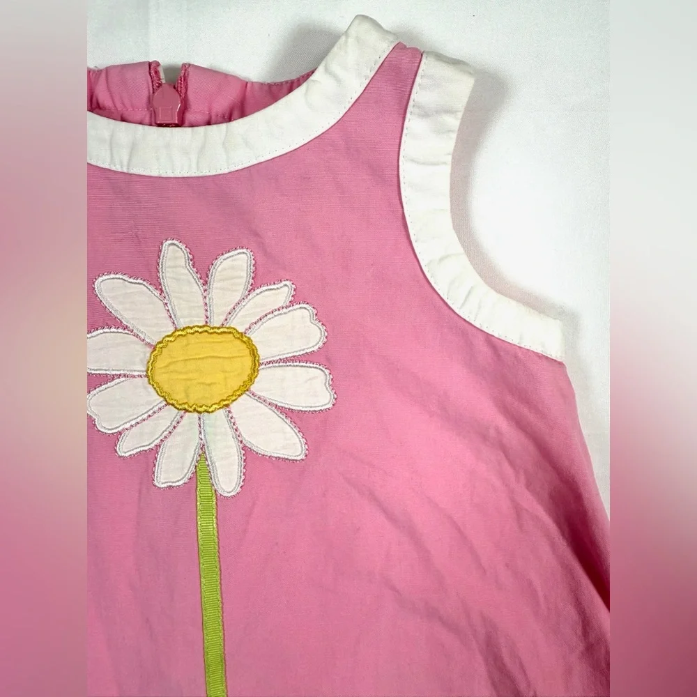 GYMBOREE VINTAGE Baby Girls’ Pink Daisy Appliqué Embroidered Tunic Tank Top 3-6M